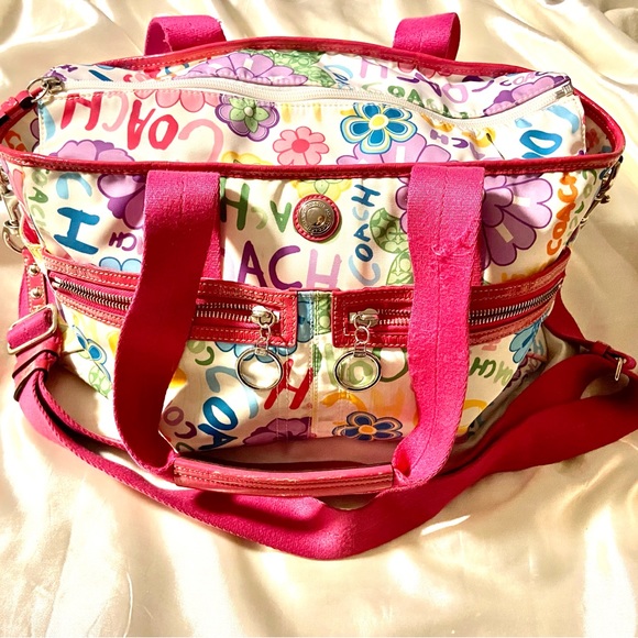 Colorful Coach Tote! Great for beach & as diaper bag! - Picture 1 of 15